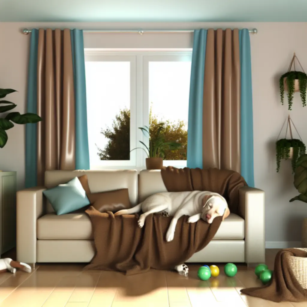 Opiekunka w przytulnym domu podczas opieki nad zwierzętem