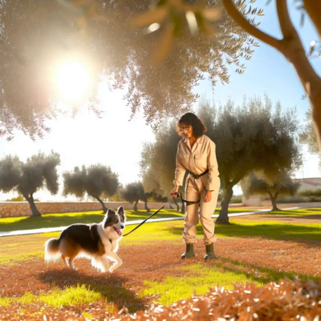 Doświadczony wyprowadzacz spacerujący z psami