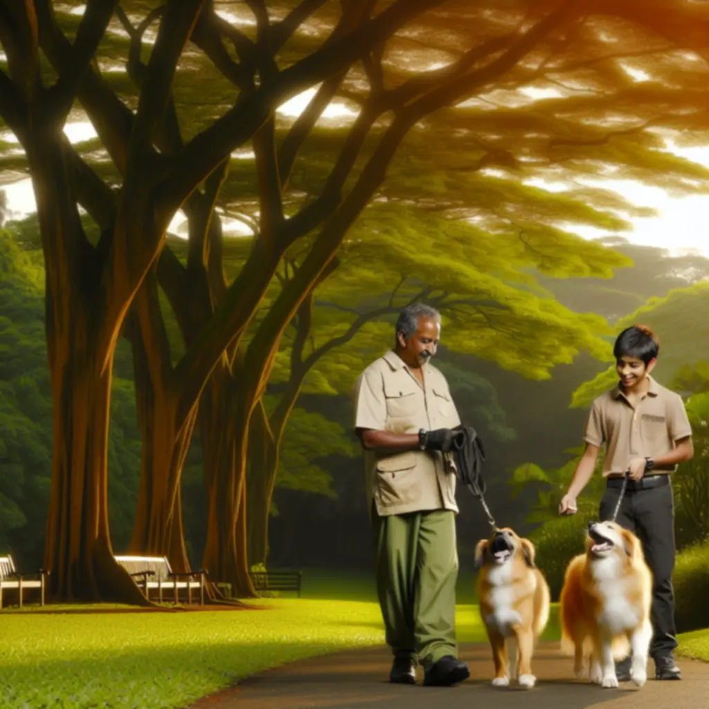 Profesjonalny spacer dla psa w parku